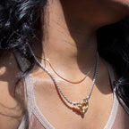 Mixed Metal Twisted Rope Necklace w Toggle Closure