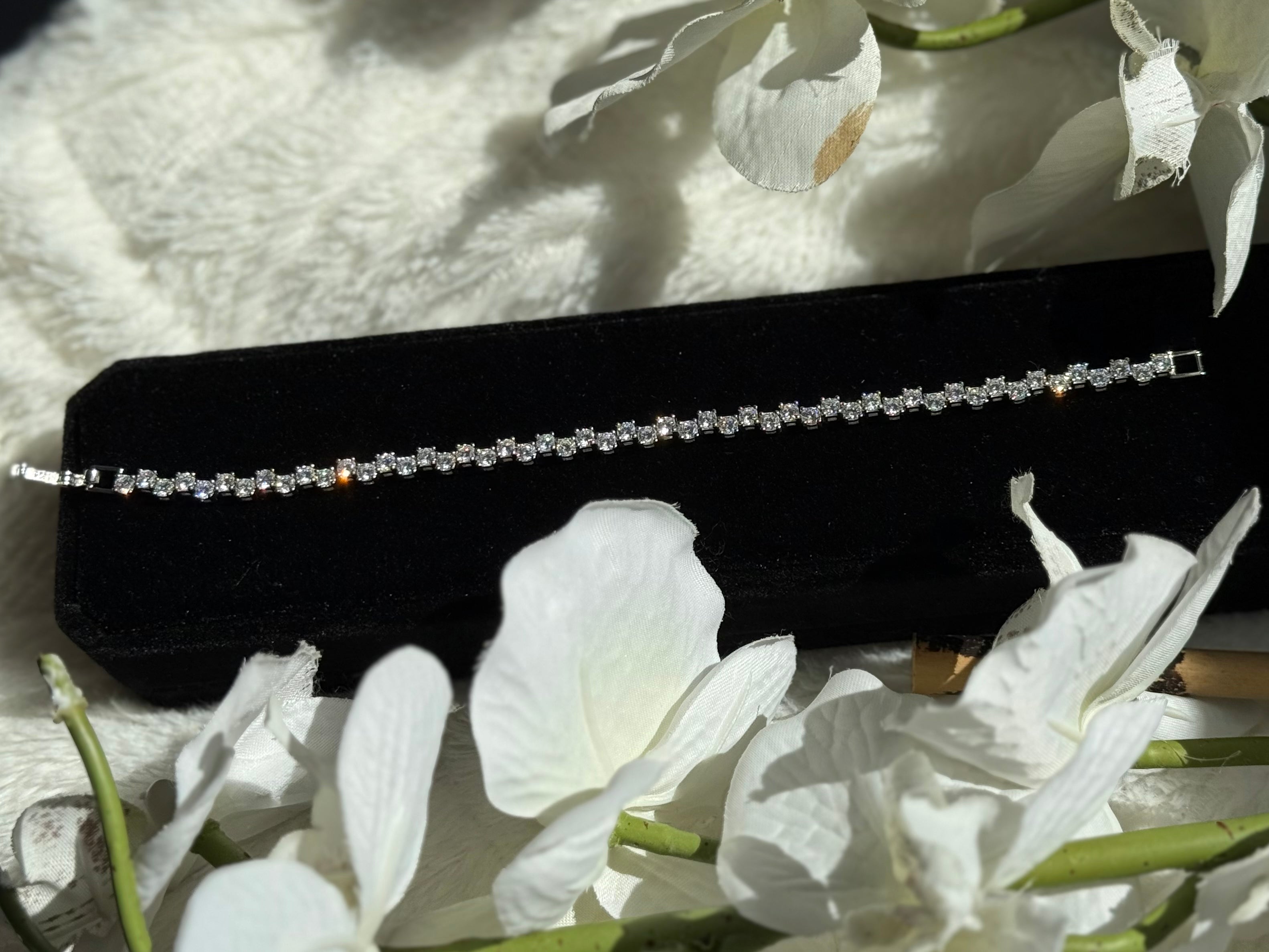 925 Sterling Silver Geometric Tennis Bracelet - Minimalist Everyday Jewelry