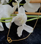 Gold Plated Stainless Steel Intertwined Hearts Necklace - 18.5" Chain w Lobster Clasp