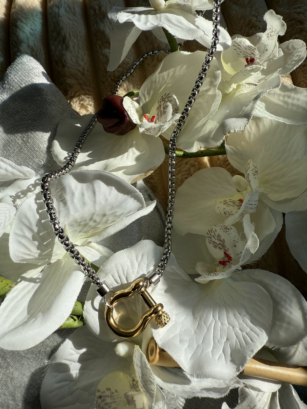 Mixed Metal Twisted Rope Necklace w Toggle Closure