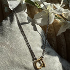 Mixed Metal Twisted Rope Necklace w Toggle Closure
