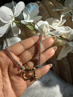 Mixed Metal Twisted Rope Necklace w Toggle Closure