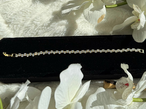 925 Sterling Silver Geometric Tennis Bracelet - Minimalist Everyday Jewelry