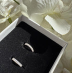 925 Sterling Silver Geometric Hoop Earrings with Sparkling Moissanite - 0.5"