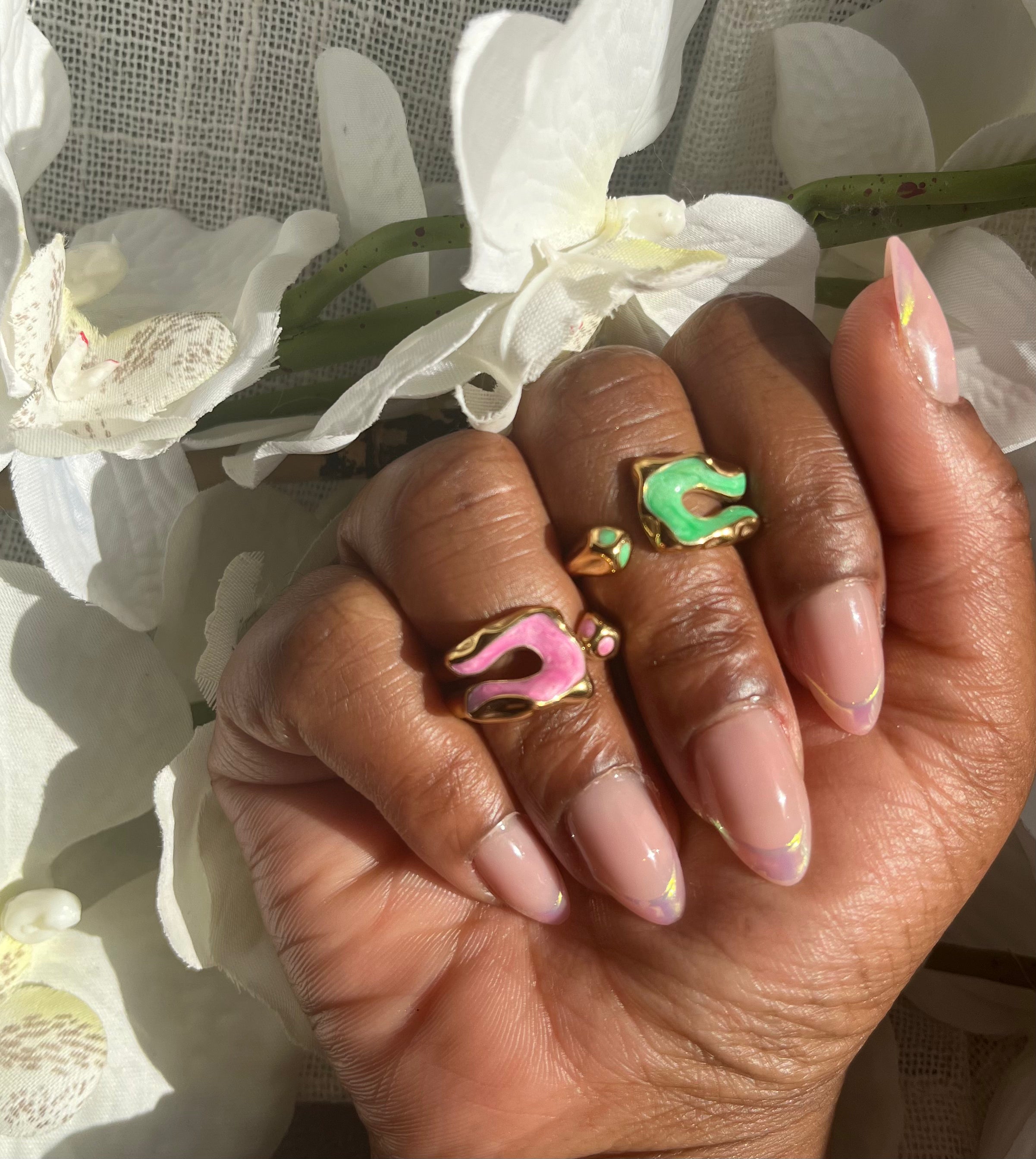 18K Gold Plated Lava Ring - Mixed Sizes